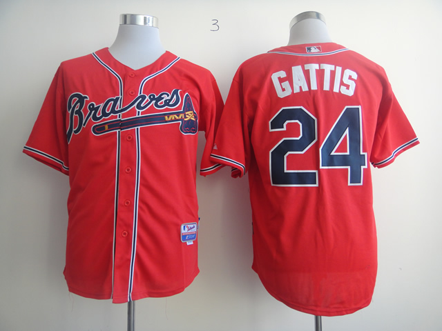 Men Atlanta Braves 24 Gattis Red MLB Jerseys